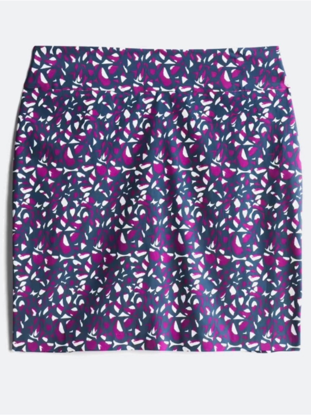 Navy & Magenta Printed Stretch Mini Skirt